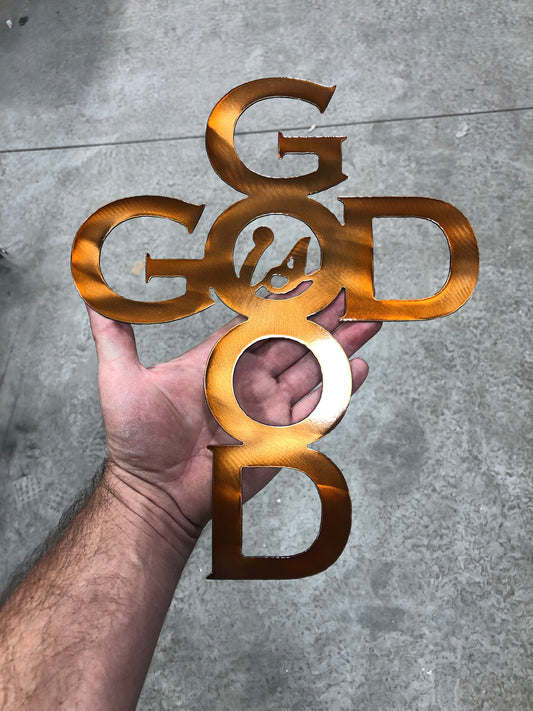 God Is Good Metal Sign, handcrafted from American steel with precision laser-cut lettering and a durable powder-coated finish by CnS CnC.