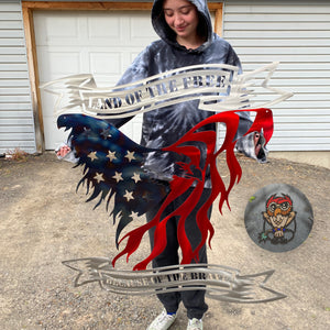Land of the Free, Because of the Brave metal wall art