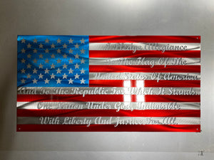 Pledge of Allegiance Flag with cursive text