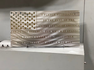 Pledge of allegiance engraved metal flag, pledge flag