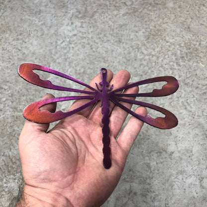 Metal Dragonfly, handcrafted from American steel with a precision-cut design and powder-coated finish, perfect for garden or home decor by CnS CnC.