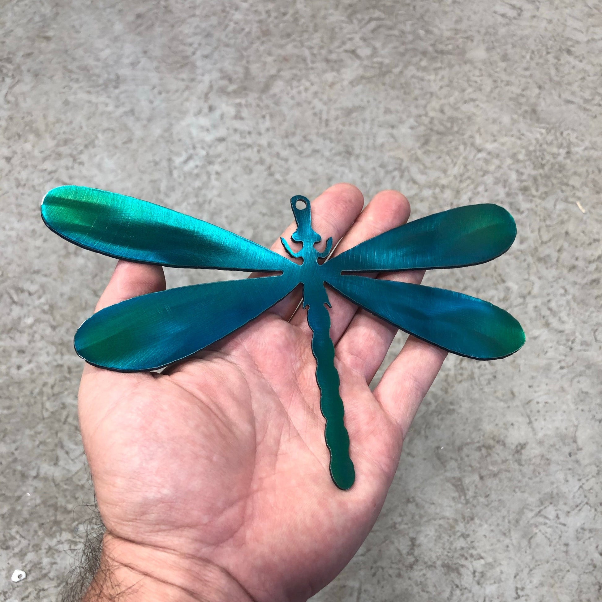 Metal Dragonfly, handcrafted from American steel with a precision-cut design and powder-coated finish, perfect for garden or home decor by CnS CnC.