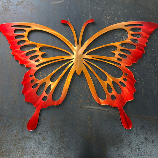 Monarch Butterfly Metal Art, handcrafted from American steel with a fade-effect powder coat finish, available in multiple color options by CnS CnC.