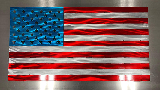 Standard American Flag made from powder-coated marine-grade 5052 aluminum, 24 inches wide, suitable for indoor or outdoor patriotic display.