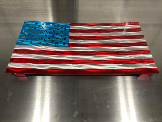 Standard American Flag made from powder-coated marine-grade 5052 aluminum, 24 inches wide, suitable for indoor or outdoor patriotic display.