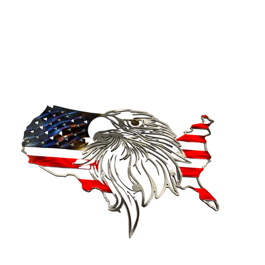 US Outline Eagle Flag patriotic metal wall art by CnS CnC – American bald eagle with USA flag design