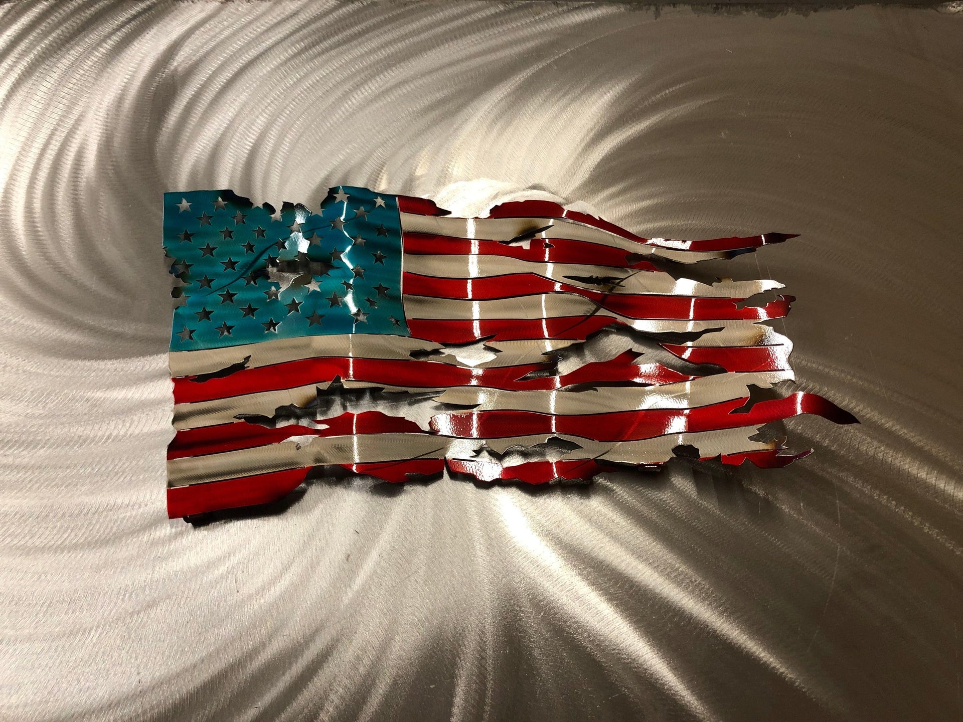 Wavy Battle Worn American Flag